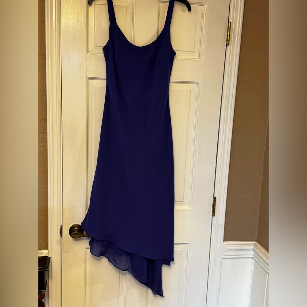 Evan Picone Asymmetrical Dress in Deep Blue